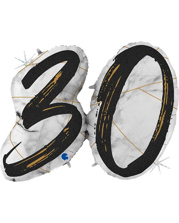 Шар Цифра 30 Черный 109см — изображение 1